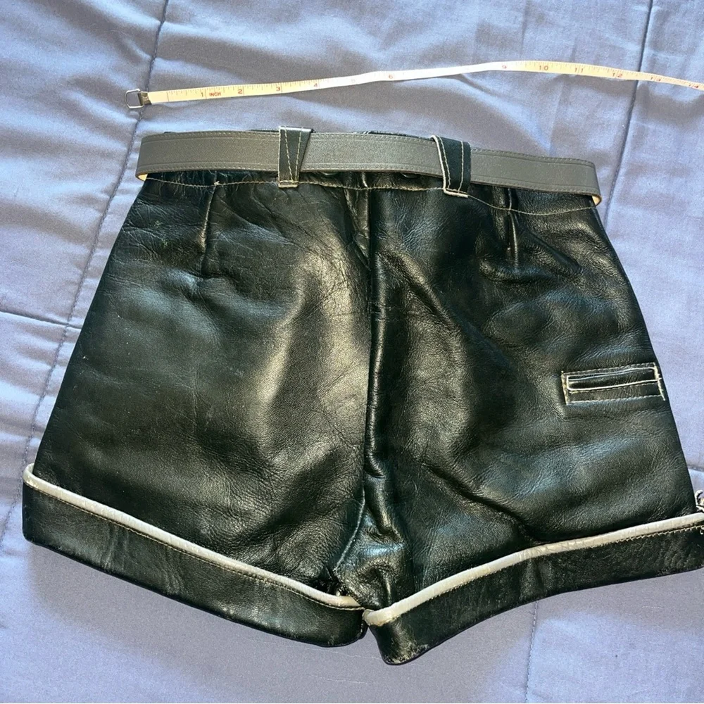 Kids Black and Gray Lederhosen Costume Shorts Leather